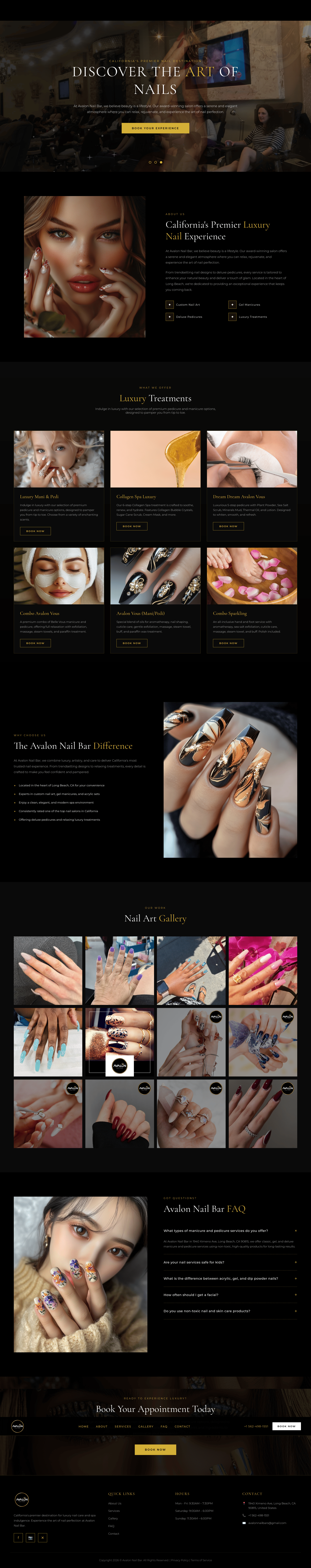 Avalon Nails website homepage designed by Hike Presence, shown on desktop
