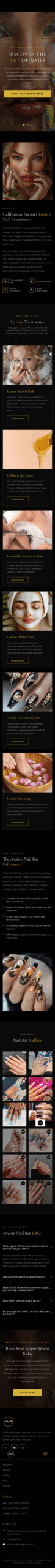 Avalon Nails website on a mobile phone