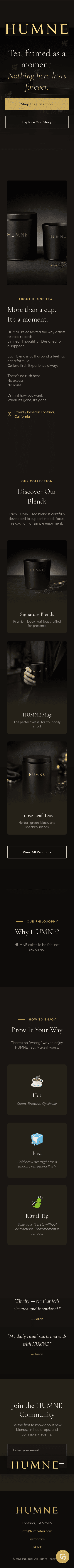 Tea house website on mobile